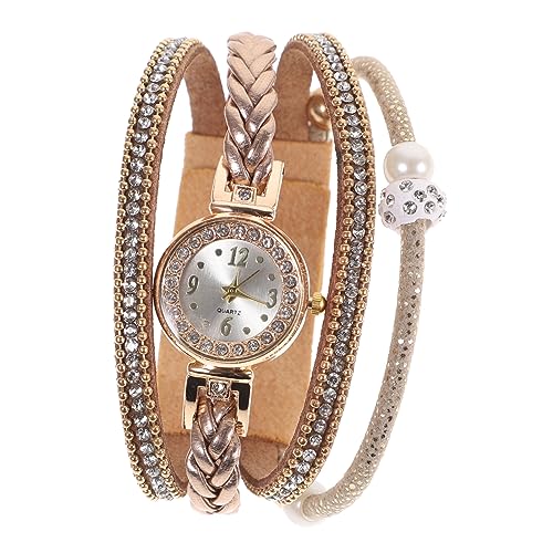 GALPADA Kristall Armbanduhr Schmuck Armbänder Für Frauen Schwarze Armreifuhr Uhr Mit Diamantarmband Weiße Armbanduhr Perlenarmband Weißes Armband Für Frauen Quarzuhren Anschauen Damen von GALPADA