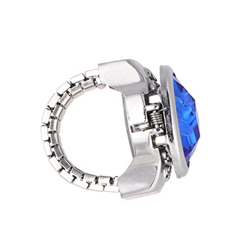 GALPADA Uhrenförmiger Ring Für Herren Modischer Uhrenfingerring Mit Gummiband Blau Exquisites Design Praktisch Und Dekorativ Zum Tragen Oder Sammeln von GALPADA
