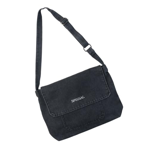 GALPADA Schwarze Damen-schultertasche Aus Denim-stoff Lässige Messenger Bag Mit Stofffutter Genug Für Powerbank Kosmetika Geldbörse Und Handy Für Urlaub Shopping Und Alltag von GALPADA