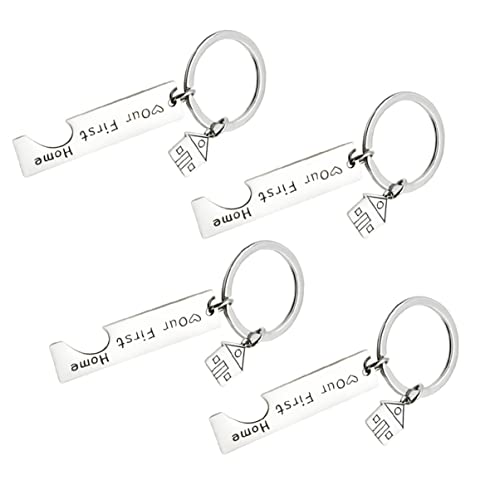 GALPADA 4stücke Umzugs-schlüsselanhänger Metall-schlüsselringe Kreative Schlüsselanhänger Aus Mit Box Silber von GALPADA