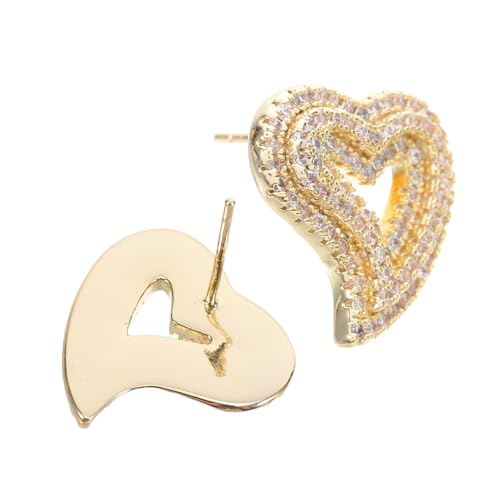 GALPADA Vergoldete Herz Ohrstecker mit Funkelnden Zirkonia Leichtes Hohl Design Retro Vintage Stil Damen Ohrringe für Alltag und Party von GALPADA