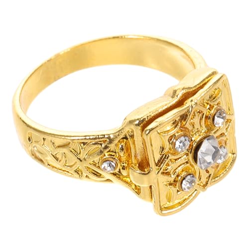 GALPADA Versteckter Flip deckel Ring mit Kunstvollen Gravuren und Funkelnden Mikropavé strasssteinen Stabiler Flexibler Schmuck für Damen und Herren Geeignet für Alltag Partys und von GALPADA