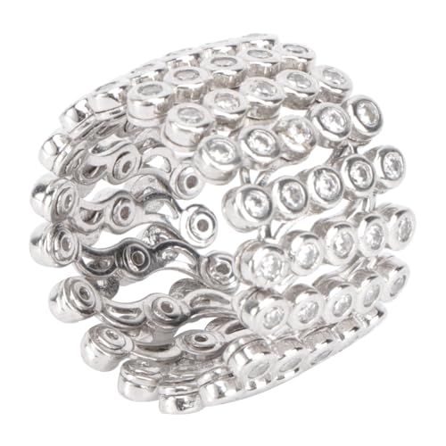 GALPADA Verstellbarer Damen Ring Dehnbarer Fingerring und Armband Silber mit Strass Schmuck Geschenk von GALPADA