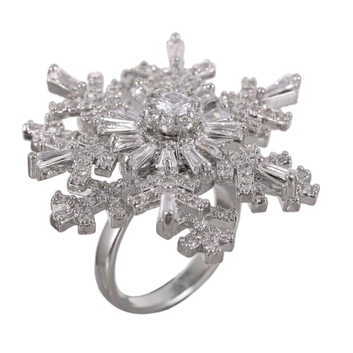 GALPADA Verstellbarer Offener Damenring mit Doppelter Schneeflocken design Modischer Schmuck aus Langlebigem Material Komfortabel und Auffällig für Festliche Anlässe von GALPADA