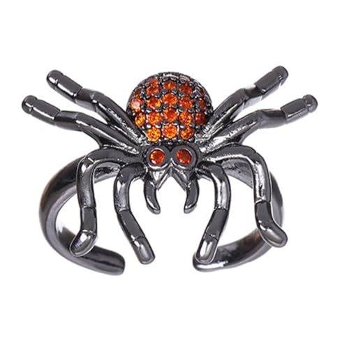 GALPADA Schwarze Spinne Halloween Ring Vintage Punk Stil Verstellbarer Damen Herrenring Modisches Schmuckstück Dekorativer Fingerring Für Alltag von GALPADA