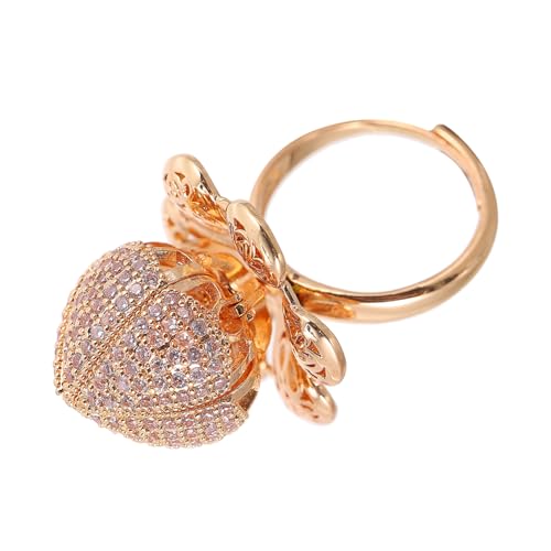 GALPADA Verstellbarer Offener Rosering Damen Schmuck Modeschmuck Chic Rosenform Verstellbarer Fingerring Geschenk von GALPADA