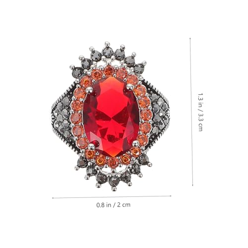 GALPADA Verstellbarer Vintage Damenring mit Großem Rotem Edelstein Modischer Thai silber Schmuck Eleganter Fingerschmuck für Handdekoration bei Besonderen Anlässen von GALPADA
