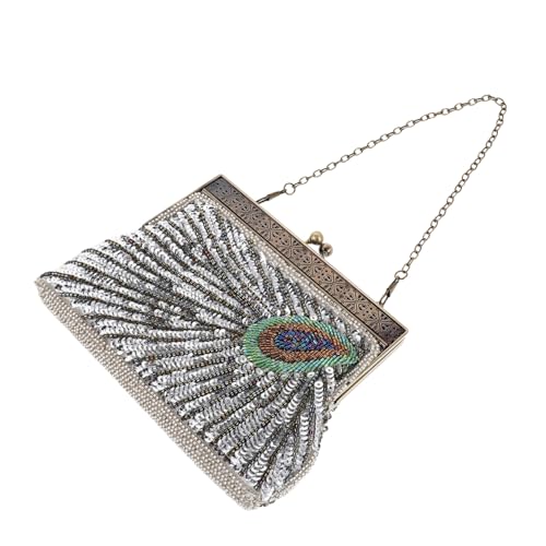 GALPADA Vintage Ball Cocktail Formale Flapper Perlen Damen Pailletten Schulter Handgefertigte Geldbörsen Abend Crossbody Für Clutch Party S Handtasche Pailletten Hochzeit Brauttasche Pfau von GALPADA