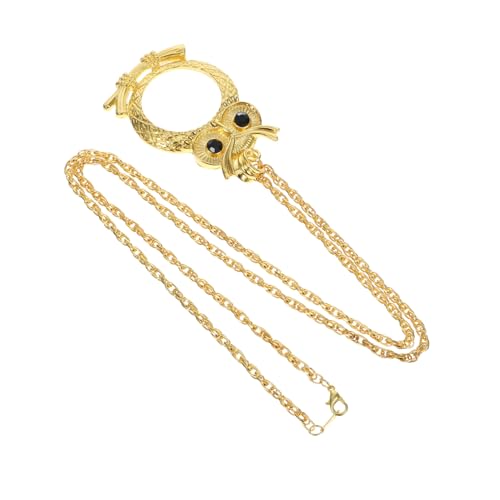 GALPADA Vintage Fache Lupe Halskette mit Katzenkopf Anhänger Metall Schmuck Lesehilfe für Damen Vergrößerungskette für Lesen Reparatur und Alltag Goldfarben von GALPADA
