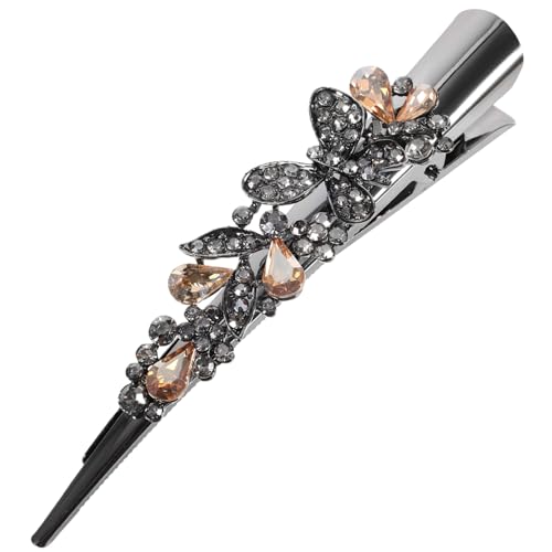 GALPADA Vintage Haarklammer Damen Metall Alligator Clip mit Strass für Dickes Haar Stabile Haarklammer zur Sicheren Frisurfixierung Modisches Haaraccessoire Champagnerfarben von GALPADA