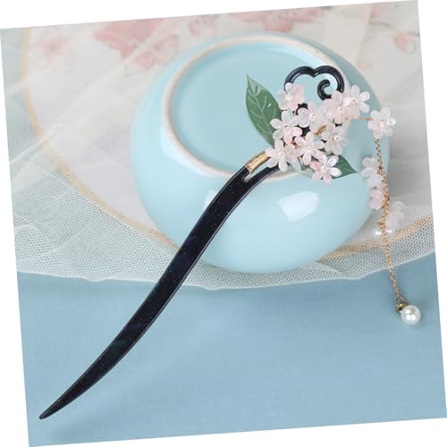 GALPADA Vintage Haarschmuck Chinesischer Haarstab mit Blumenverzierung Stabile Haarnadel für Hochzeit und Alltag Minimalistischer Haarschmuck Damen Tassel Hairpin Robust und Rutschfest von GALPADA