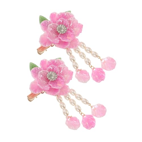 GALPADA Vintage Haarschmuck Damen Retro Blüten Haarclip mit Perlen Quaste Eleganter Chinesischer Stil Haarschmuck für Frauen und Mädchen Robustes Material Fest Haltender Blumen Haarspange von GALPADA
