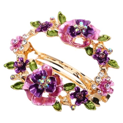 GALPADA Vintage Haarspange mit Farbenfrohem Blumenmuster und Funkelnden Kristallsteinen Stilvolle Haarklammer für Damen Robustes Design für Zöpfe und Hochsteckfrisuren bei Verschiedenen von GALPADA