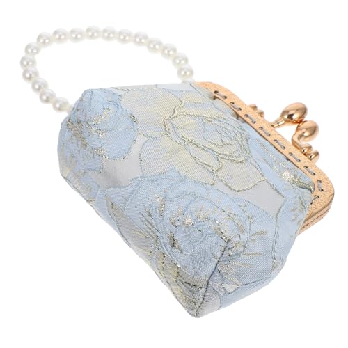 GALPADA Vintage-Clutch Mit Besticktem Blumenmuster Geldbörse Aus Chinesischem Brokatstoff Handtasche Mit Kunstperlenriemen Organizer Für Münzen Papiergeld Und Schlüssel Geeignet Für von GALPADA