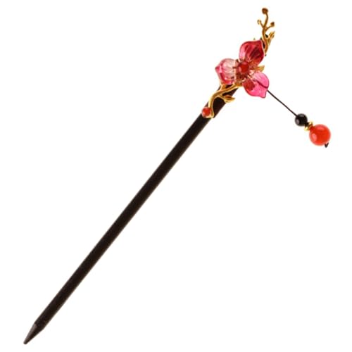 GALPADA Vintage Holz Haarstab Blume Quaste Haarnadel Chinesischer Stil Haarspange Leichtes Design Für Frauen Und Mädchen Sicherer Für Dutts Und Haarstyling von GALPADA