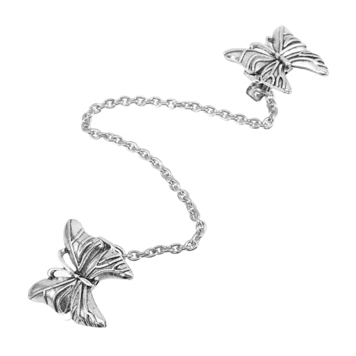 GALPADA Vintage Schmetterling Cardigan Clip aus Zinklegierung Modischer Kragen Schalclip mit Kette Vielseitiger Blusen Strickjackenverschluss für Damen Eleganter Antiker Look von GALPADA