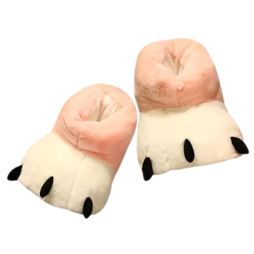 GALPADA Warme Flauschige Cat Paw Hausschuhe Damen Rutschfeste Dicke Plüschpantoffeln mit Baumwollfutter Kuschelige Winter Hausschuhe Einheitsgröße für Kalte Jahreszeiten Zuhause von GALPADA