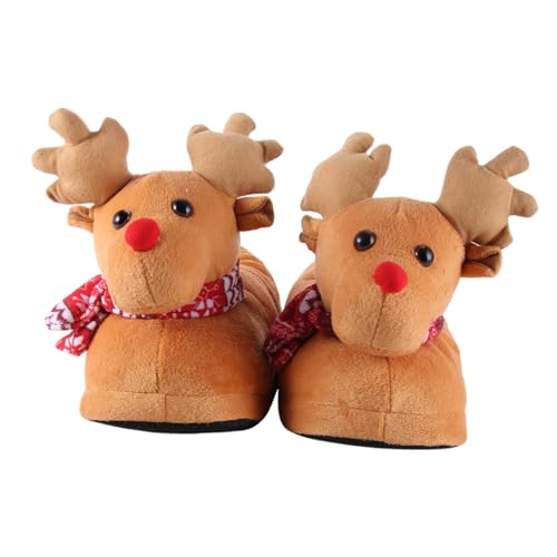 GALPADA Warme Plüsch Hausschuhe mit Niedlichem Elchmotiv Flauschig und Sanft Rutschfeste Sohle Vollumhüllendes Design Unisex Komfort für Herbst und Winter Modisch und Strapazierfähig von GALPADA