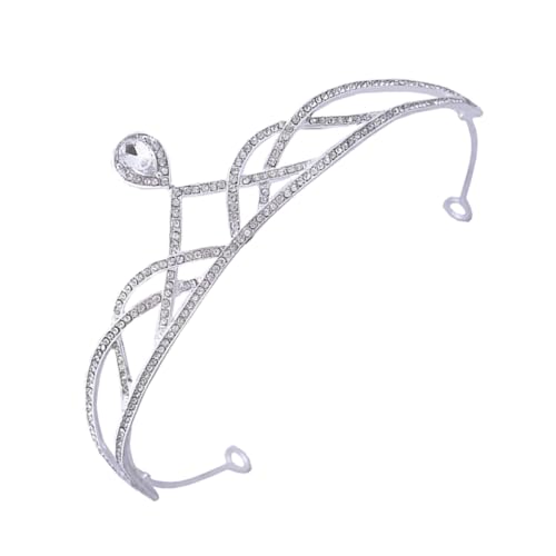 GALPADA Wasserdiamant Krone Silberweiß Braut Tiara mit Strassbesatz Festlicher Kopfschmuck für Hochzeit Geburtstagsfeier Bankett und Fotoshooting Geeignet für Frauen und Mädchen von GALPADA