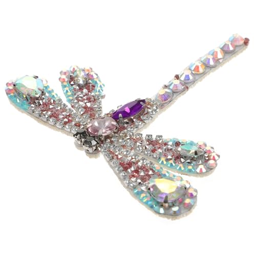 GALPADA Wasserdichter DIY Bügelbild Aufnäher mit Strass Libellenmotiv Langlebiger Hotfix Stoffflicken zur Kleidung Schuhdekoration zum Reparieren und Verschönern von Textilien von GALPADA