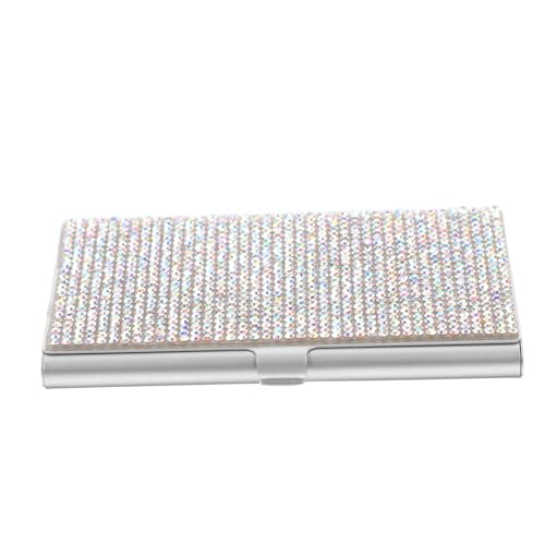 GALPADA Wasserfester Visitenkartenhalter Strasssteinen Große Kapazität Tragbare Business Card Storage Box für Büro Reisen und Handel Silberfarben von GALPADA