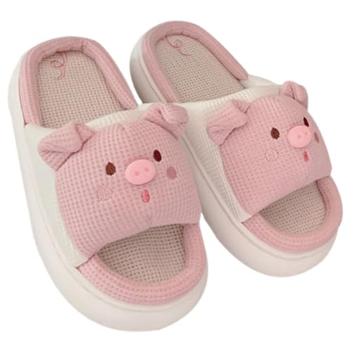 GALPADA Weiche Damen Hausschuhe Atmungsaktiv Weiches Baumwoll leinen Rutschfeste Dicke Sohle Bequeme Slipper für Zuhause Ganzjährig Tragbar Leichte Indoor Schuhe von GALPADA