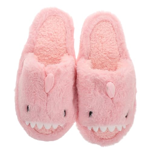 GALPADA Weiche Warme Damen Hausschuhe mit Plüsch Innensohle Rutschfeste Shark Form Flache Kuschelige Winter Pantoffeln für Drinnen und Draußen von GALPADA