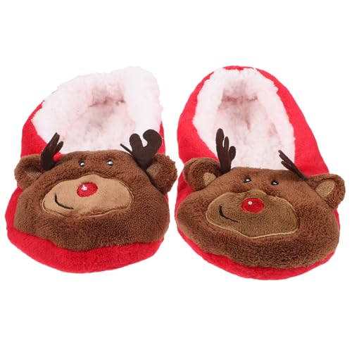 GALPADA Weiche Warme Weihnachts Hausschuhe mit Rutschfester Sohle Weihnachtliches Plüsch Design mit Pailletten Gemütlich für Zuhause und Gäste Langlebig und Festlich Rot von GALPADA