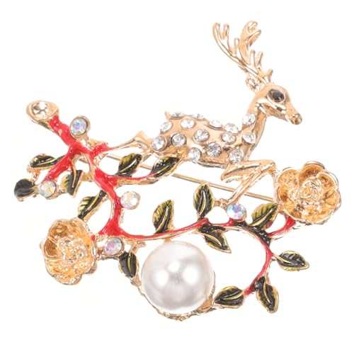 GALPADA Weihnachtliche Broschennadel mit Funkelnden Strasssteinen Perlen Damen Anstecknadel für Mantel und Kleidung Langlebige Legierung Modisches Schmuckaccessoire von GALPADA