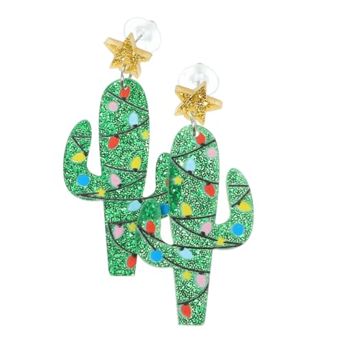 GALPADA Weihnachtliche Cactus Ohrstecker Farbenfrohe Lichter Leichtes Design Damen Schmuck Festliche Ohrhänger Alltag Feier von GALPADA