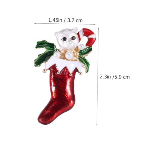 GALPADA Weihnachtliche Katzen-brosche aus Langlebiger Legierung Lustiges Party-accessoire in Rot Modischer Anstecker für Damen und Herren für Weihnachtsfeiern und Festliche Outfits von GALPADA