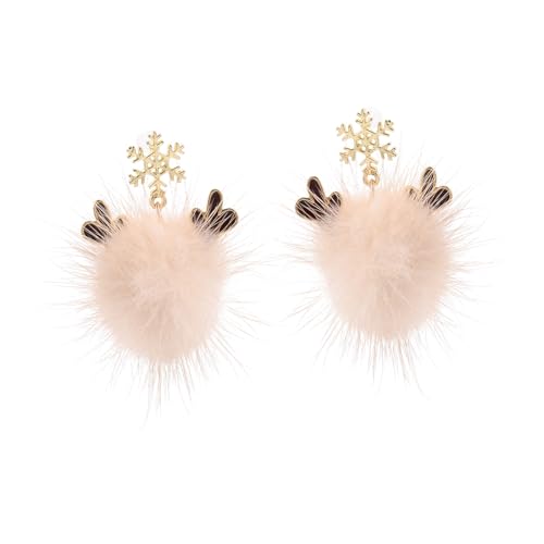 GALPADA Weihnachtliche Ohrstecker Schneeflocken Hirschgeweih Design mit Kuschelbommel Festlicher Schmuck für Damen Mädchen Passender Ohrschmuck zu Casual und Bürooutfits von GALPADA