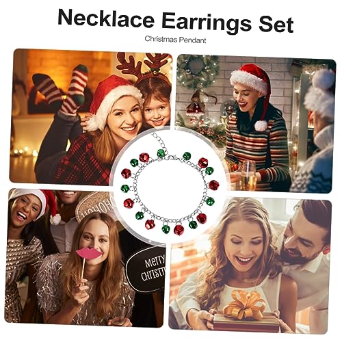 GALPADA Weihnachtliche Schmuckset Glocken Anhänger Halskette Ohrringe Armband Set Langlebig Farbenfroh Kreatives für Damen von GALPADA