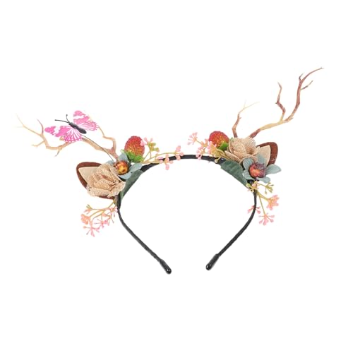 GALPADA Weihnachtlicher Rentier Geweih Haarreif mit Kreativem Design Bequemes Party Haarband für Damen Atmungsaktives Festival Haarschmuck für Weihnachtsfeiern und Zufällige Farbe von GALPADA