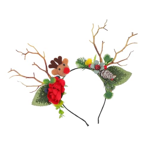 GALPADA Weihnachtlicher Rentiergeweih Haarreif Handgefertigt Leichtes Festival Stirnband für Mädchen und Frauen Festlicher Haarschmuck Weihnachten Party Zubehör von GALPADA