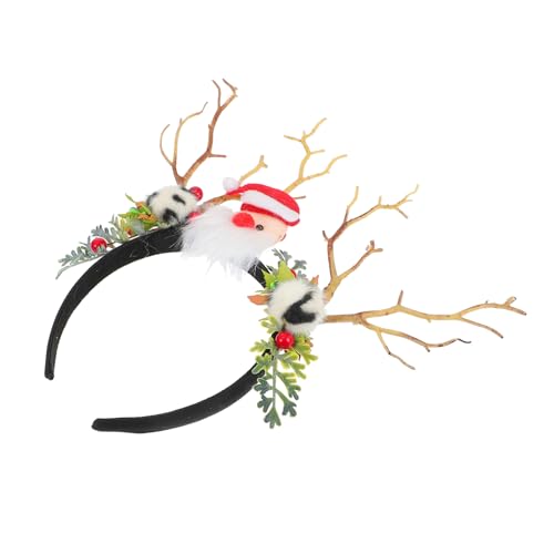 GALPADA Weihnachtliches Stirnband mit Rentiergeweih und Tannenzweigen Handgefertigtes Haaraccessoire für Damen und Mädchen Festlicher Kopfschmuck für Weihnachtsfeier Karneval Fasching und von GALPADA