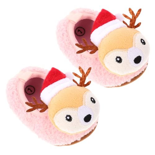 GALPADA Weihnachts Babyschuhe Winterschuhe Säuglings Winterschuhe Dicke Schuhe Lauflernschuhe Warme Babyschuhe Baumwolle Rosa von GALPADA