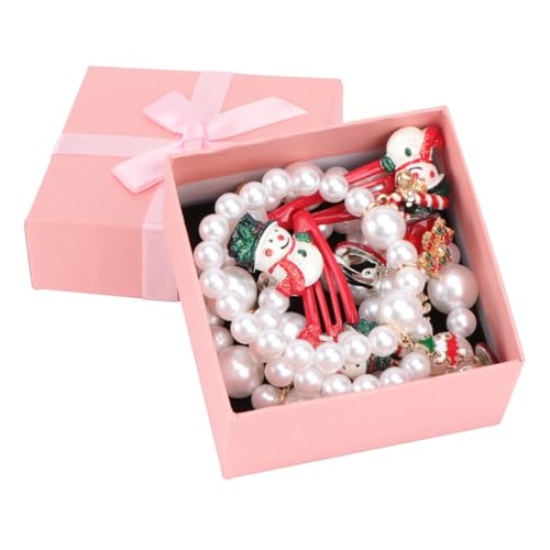 GALPADA Weihnachtskette Armband Set Armbänder Ring Süße Halskette Geschenk Armband Süße Accessoires Halskette Anhänger Ohrclip Künstliche Perlen von GALPADA