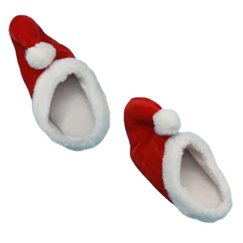 GALPADA Weihnachtsmann Hausschuhe Damen Herren Winterpantoffeln Warm Gefüttert Flauschige Indoor Slippers Rutschfest Weiche Home Schuhe von GALPADA
