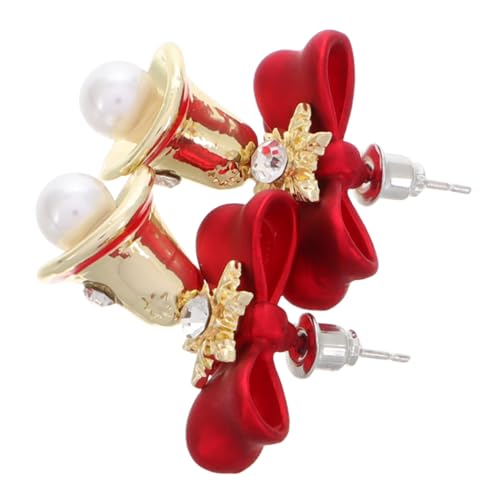 GALPADA Weihnachtsohrringe Damen Kleine Rote Schleifen Ohrstecker mit Glocke Leichte Festliche Schmuckstücke mit Klingelndem Glöckchen Komfortabel für Langes Tragen Perfektes von GALPADA