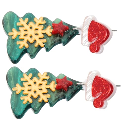 GALPADA Weihnachtsohrringe Damen Weihnachtsbaum und Schneeflocken Design Hängend Stylische Ohrhänger Festlicher Schmuck Geschenkidee für Frauen und Mädchen Weihnachten von GALPADA