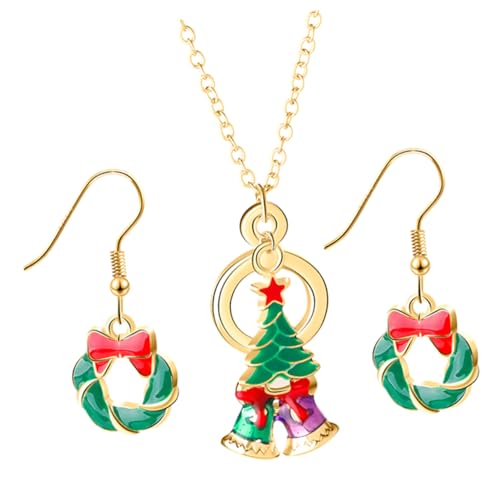 GALPADA Weihnachtsschmuck Set Silberne Ohrringe Für Frauen Und Mädchen Party Halsketten Auffällige Perlen Junggesellinnenabschied Einfacher Gliederschmuck Weihnachten Winter von GALPADA