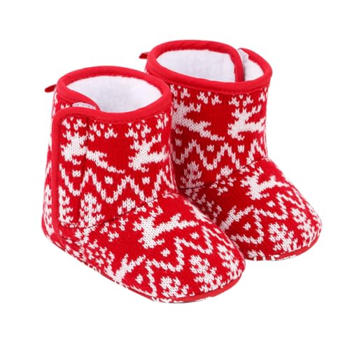 GALPADA Weihnachtsstiefel Flauschige Weihnachts Schneeschuhe Erste Kinderschuhe Kleinkinderschuhe Babystiefel Neugeborenenschuhe Säuglingsschuhe Babyschuhe Mädchen von GALPADA