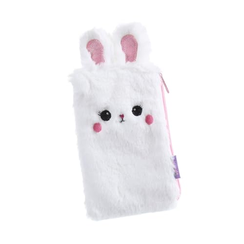 GALPADA Weißes Plüsch Federmäppchen mit Kaninchenohren Multifunktionale Stifttasche Waschbarer Stoffbeutel für Schule Büro Kosmetik und Münzaufbewahrung Reißverschlussgesichert Modisches von GALPADA