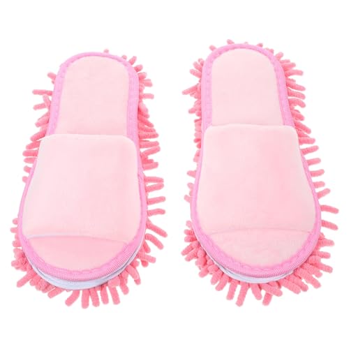 GALPADA Winter Chenille Mop Hausschuhe Unisex mit Zehenöffnung Waschbare Reinigungspantoffeln Rutschfeste Bodenwischer Slipper für Damen und Herren von GALPADA