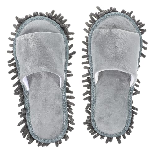 GALPADA Winter Chenille Mop Slippers mit Zehenöffnung Rutschfeste Waschbare Staubwisch-pantoffeln für Damen und Herren Wiederverwendbare Hausschuhe für Bodenreinigung von GALPADA