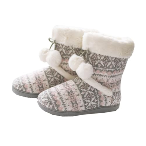 GALPADA Winter Hausschuhe Damen Warm Gefüttert Rutschfest Weiche Sohle Bequeme Haushaltsschuhe für Drinnen Atmungsaktiv und Strapazierfähig von GALPADA