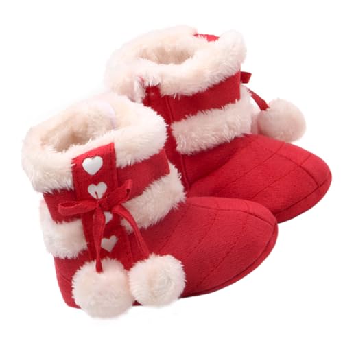 GALPADA Winterschuhe Für Neugeborene Krippenschuhe Für Weihnachten Kleinkinderschuhe Neugeborene Lauflernschuhe Babyschuhe Plüschschuhe Säuglingsschuhe Winterschuhe Rot von GALPADA