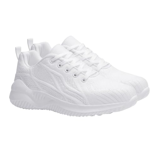 GALPADA Woven Mesh Sportschuhe Damen Atmungsaktiv Laufschuhe Casual Schuhe Weiß Komfortabel Strapazierfähig Für Alltag und Sport von GALPADA