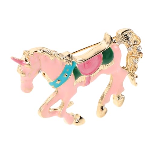 GALPADA Zodiac Horse Brosche Bekleidungshut -Accessoires Schalfeierzubehör Pin Metallpferd -Lappelnadel chinesische Kulturschmuckbrosche Pferd erinnerte Brosche Zinklegierung Rosa von GALPADA